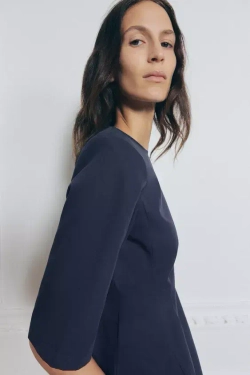 ZARA ТОП С БАСКОЙ — ZW COLLECTION, СИНИЙ