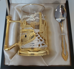 Подстаканник Нефтяники с позолотой