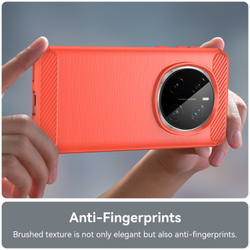 Чехол красного цвета с дизайном в стиле карбон на Honor Magic 7 Pro, мягкий отклик кнопок, серия Carbon от Caseport