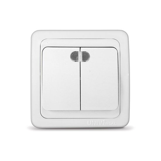 Выключатель UNIVersal Валери 2 кл.с/п бел.с подсв. 10А 250В