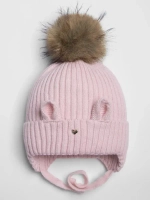 Шапка зимняя с помпоном и ушками для девочки