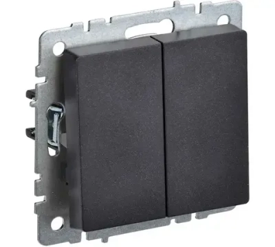 IEK BRITE Выключатель 2- клавишный 10А ВС10-2-0-БрЧ черный