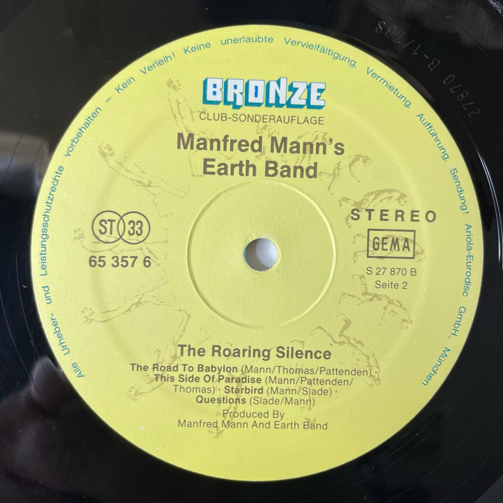 Винтажная виниловая пластинка LP Manfred Mann's Earth Band The Roaring Silence (Germany 1976)