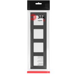 Рамка для розеток и выключателей ЭРА Серия 12 12-5204-05 на 4 поста, Классик, антрацит