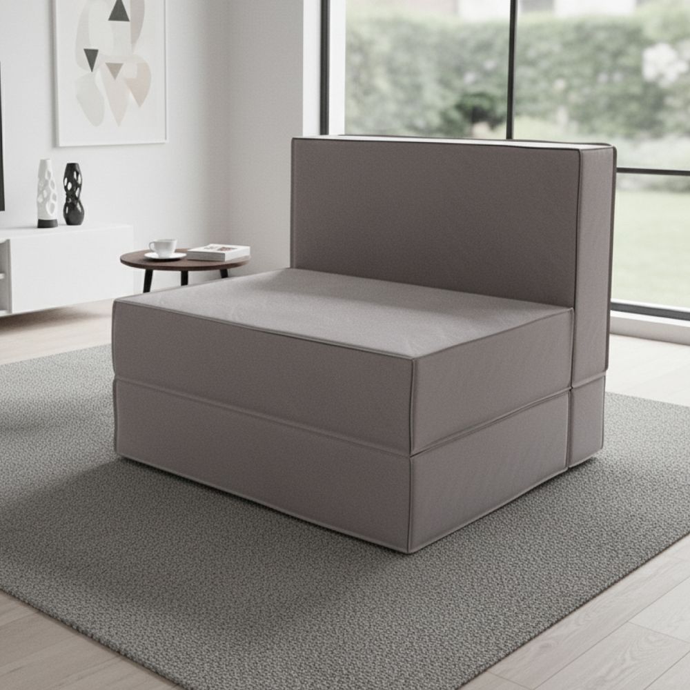 Кресло кровать раскладное с кантом бескаркасное 200х90 (грей Вивальди)