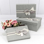 Коробка 23х16х9.5 см Набор 3 шт с бантом (Серый)