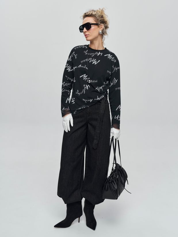 Лонгслив ТВОРИ двуслойный, черный