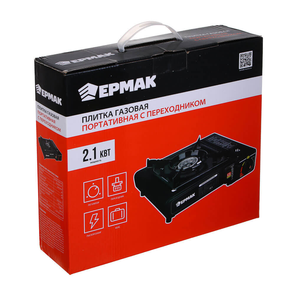 Плитка газовая с цанговым захватом, с переходником ЕРМАК, 34*26*9см