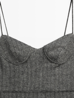 Massimo Dutti Платье миди на бретелях, маренго