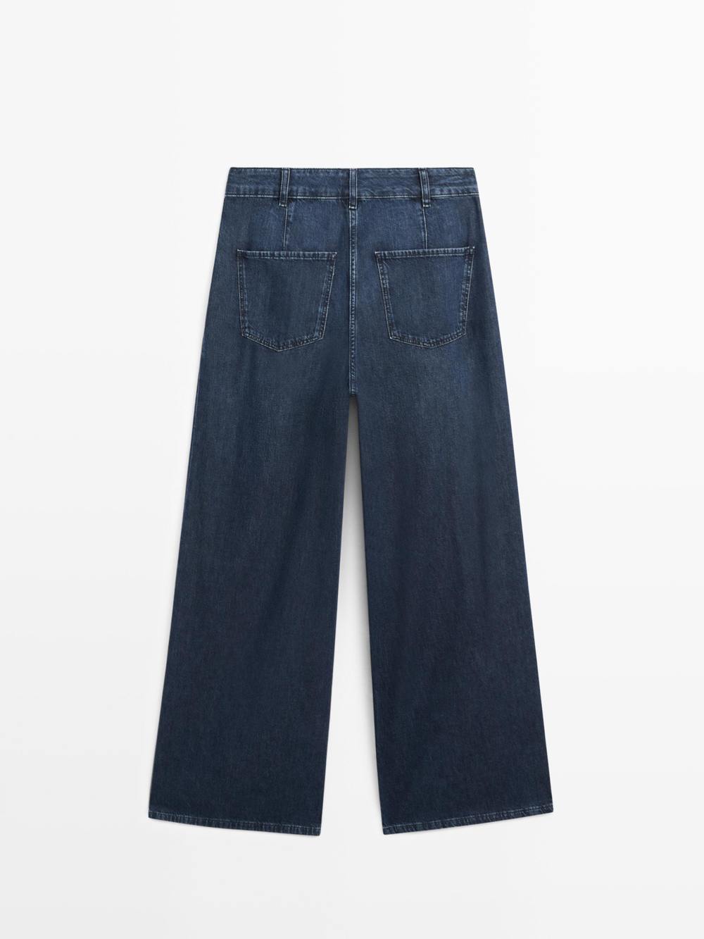 Massimo Dutti Джинсы с высокой талией, широкими штанинами и вытачками, темно-синий