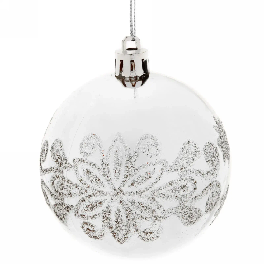 Новогодние шары 7см (набор 3 шт) «Павлиний хвост», серебро