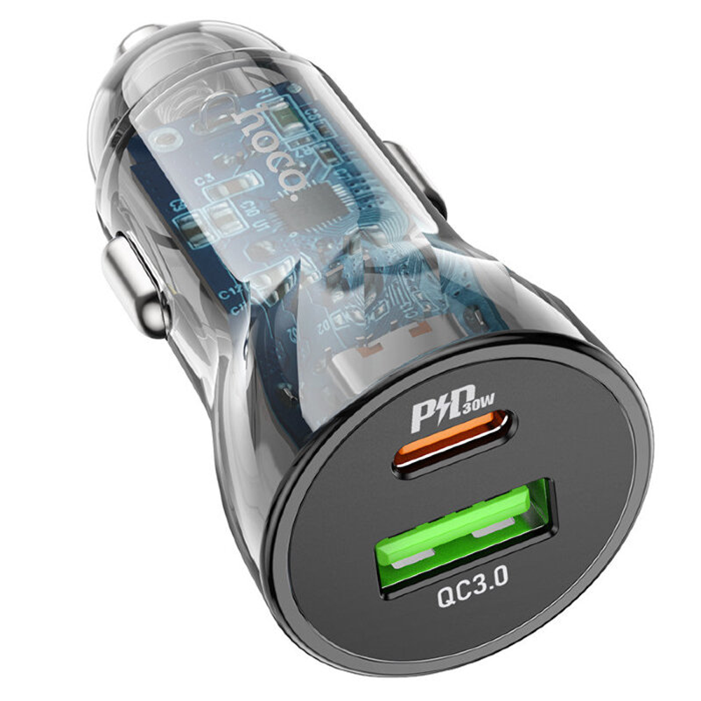 Z47A Transparent Discovery Edition dual port PD30W+QC3.0 car charger