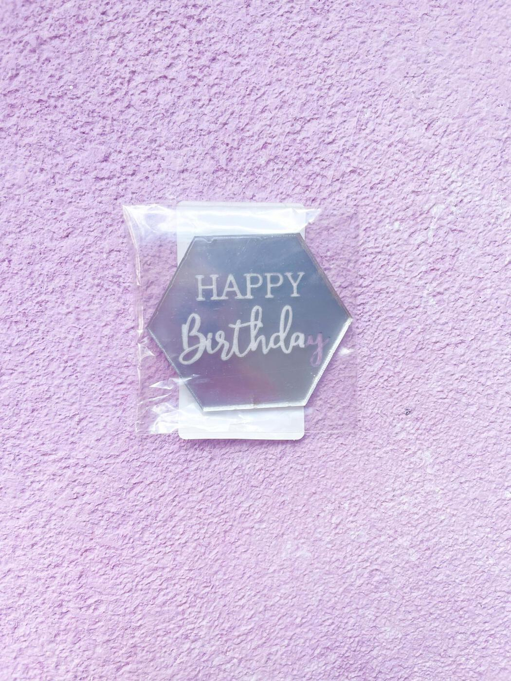 Шестигранник «Happy Birthday» акрил, серебро
