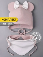 Шапка для девочек с ушками и снуд на осень