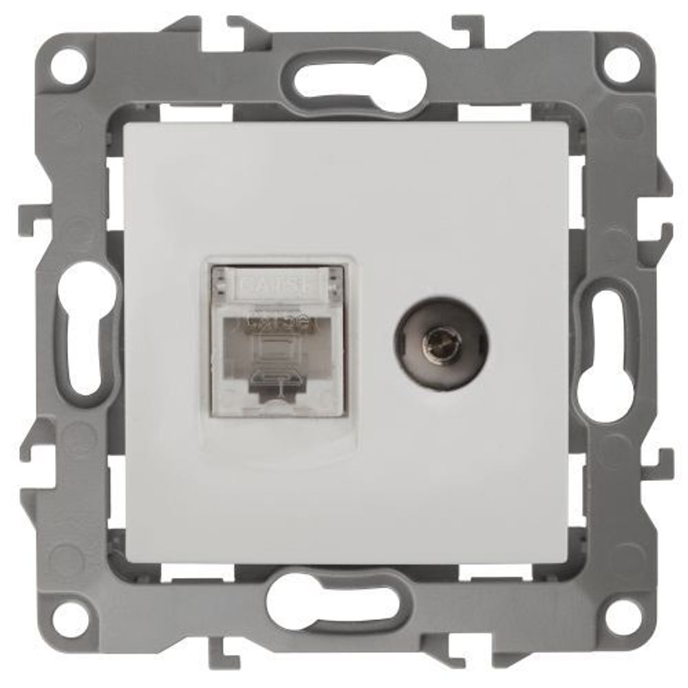 Розетка компьютерная + телевизионная Эра12 12-3110-01 RJ45 + TV IP20 бел. Эра Б0027441