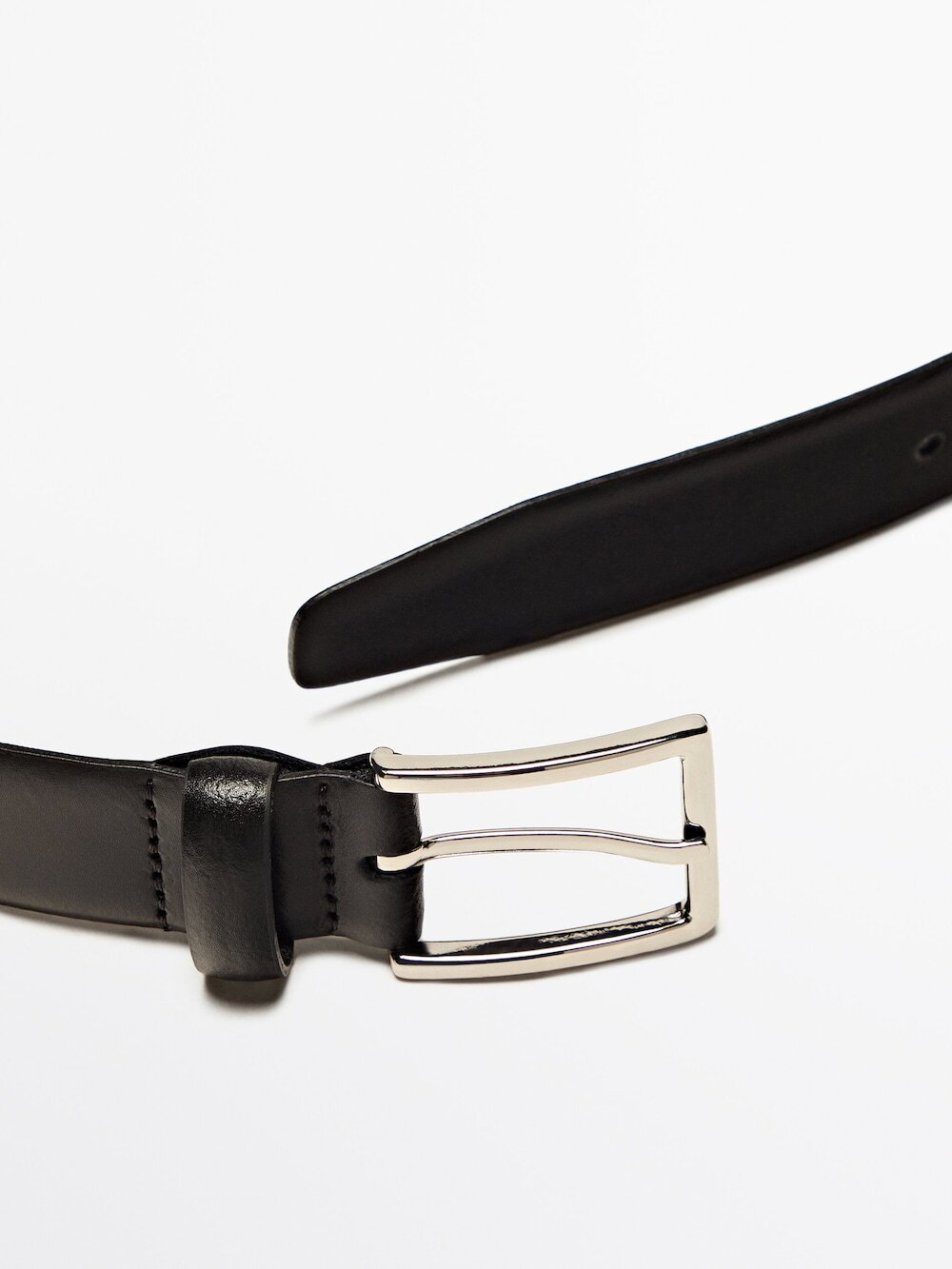 Massimo Dutti Ремень из мягкой кожи наппа, черный