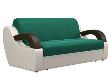 Диван Мадрид 1,6 - Velutto 33 изумрудный/беж кожзам/ коричневая накладка