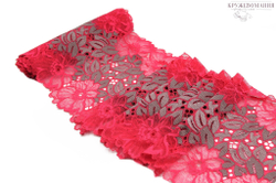 Эластичное кружево, ОПТ, 22 см, ярко-розовый и серый, (Арт: EK-1081), м