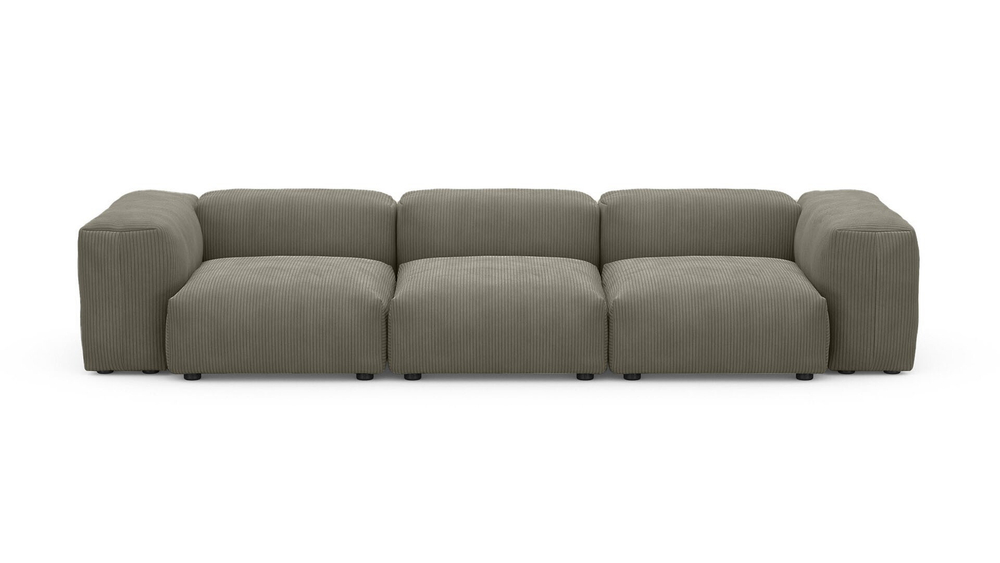 Диван Фиджи трехсекционный Cilium Brown 315*116*62 см, Коричневый Вельвет Нераскладной Фиеста