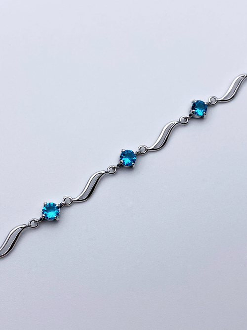 Браслет из серебра/Белый/С фианитом