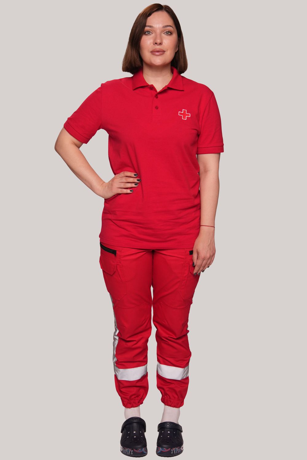 Брюки-джоггеры демисезонные женские Скорая помощь MedicLine цв. Красный