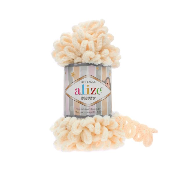 Пряжа Alize (Ализе) Puffy / уп.5 мот. по 100 г, 9м, 742 ванильный A