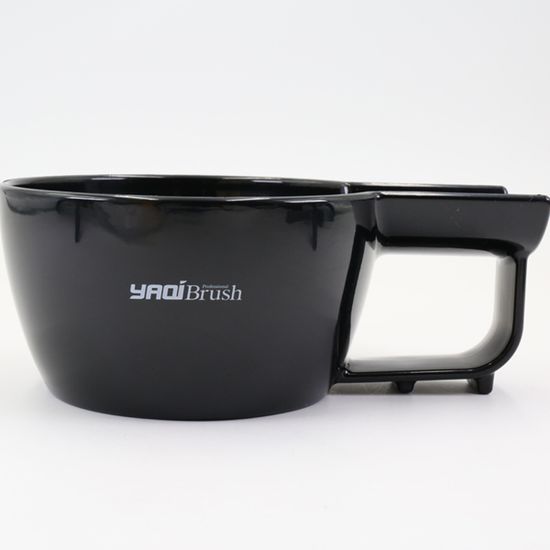Пластиковая чаша для бритья с держателем для помазка Yaqi чёрного цвета