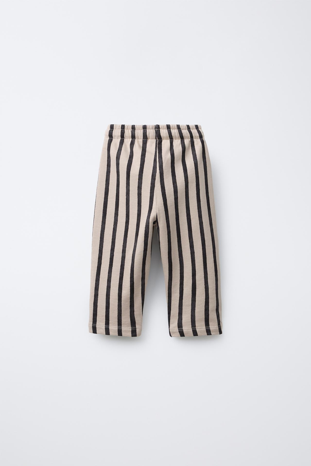 ZARA БРЮКИ ИЗ МЯГКОЙ ТКАНИ В ПОЛОСКУ С ПРЯМЫМИ ШТАНИНАМИ, ПЕСОЧНЫЙ/ЧЕРНЫЙ