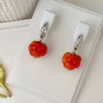 LEFIREL' Серьги серебряные женские "Морошка" с бусинами из муранского стекла / ювелирные украшения из родированного серебра 925