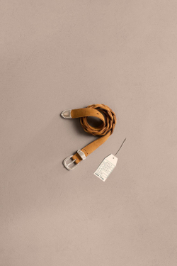 ZARA ПЛЕТЕНЫЙ РЕМЕНЬ ИЗ ЗАМШИ - LIMITED EDITION, РЫЖЕВАТО-КОРИЧНЕВЫЙ