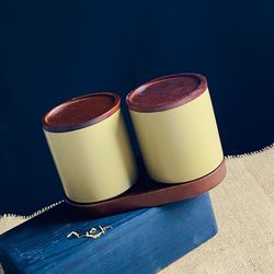 Lenardi 235-107 Набор из 2 банок 350мл с крышками на подставке TROPICAL в под.уп.(х12)Фарфор