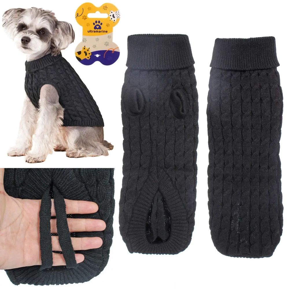 Кофта - свитер для мелких пород собак и кошек «BRO Style», косички, цвет черный, р XL