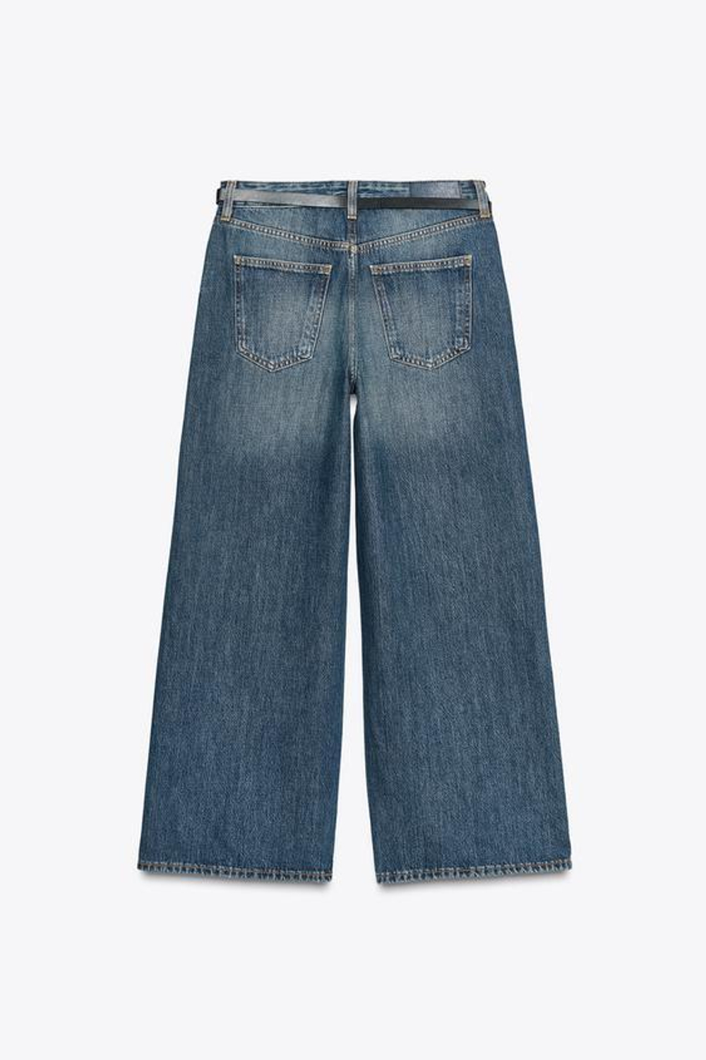 ZARA ДЖИНСЫ-КЮЛОТЫ Z1975 С ВЫСОКОЙ ПОСАДКОЙ И РЕМНЕМ, СИНИЙ