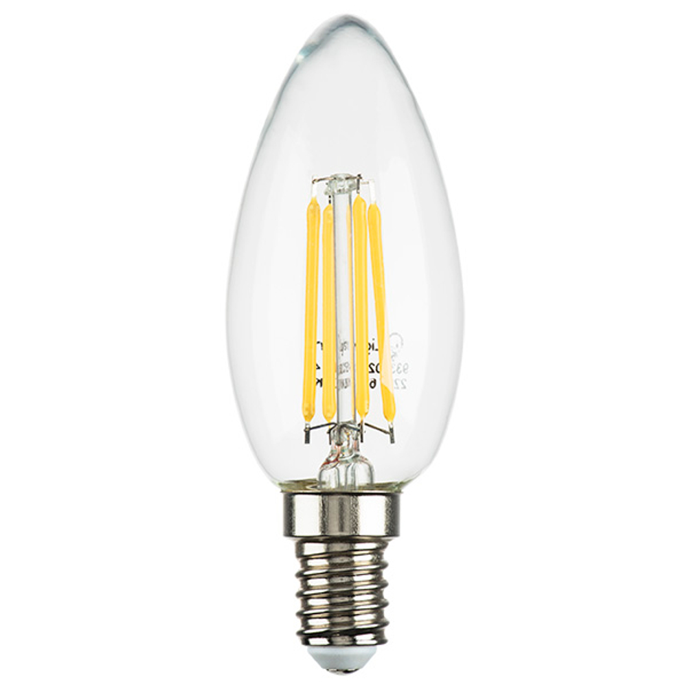 933504 Лампа энергосберегающая LED FILAMENT 220V C35 E14 6W=65W 400-430LM 360G CL 4000K 30000H
