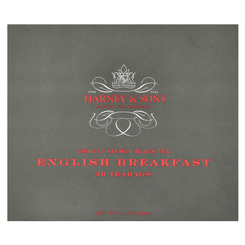 Harney & Sons, Китайский черный чай кимун, английский завтрак, 50 чайных пакетиков, 90 г (3,17 унции)