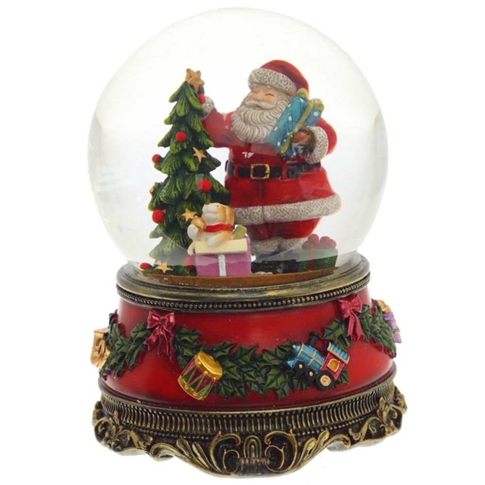GAEM Фигурка декор в стекл шаре "Санта" (муз с ключ), D 10 см, L10,5 W10,5 H14,5 см, 2в.