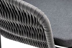 "Бордо" стул плетеный из роупа (колос), каркас из стали серый (RAL7022) муар, роуп серый 15мм, ткань темно-серая 027