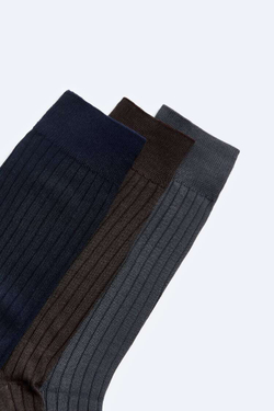 ZARA НАБОР ИЗ ТРЕХ ПАР НОСКОВ ИЗ ПРОЧНОГО ХЛОПКА, РАЗНОЦВЕТНЫЙ