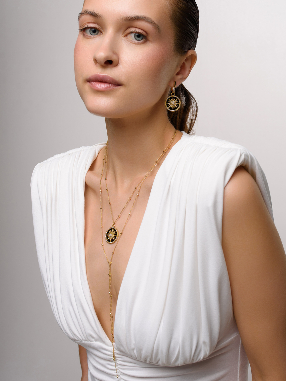 Колье "Sun black pearl" Gold