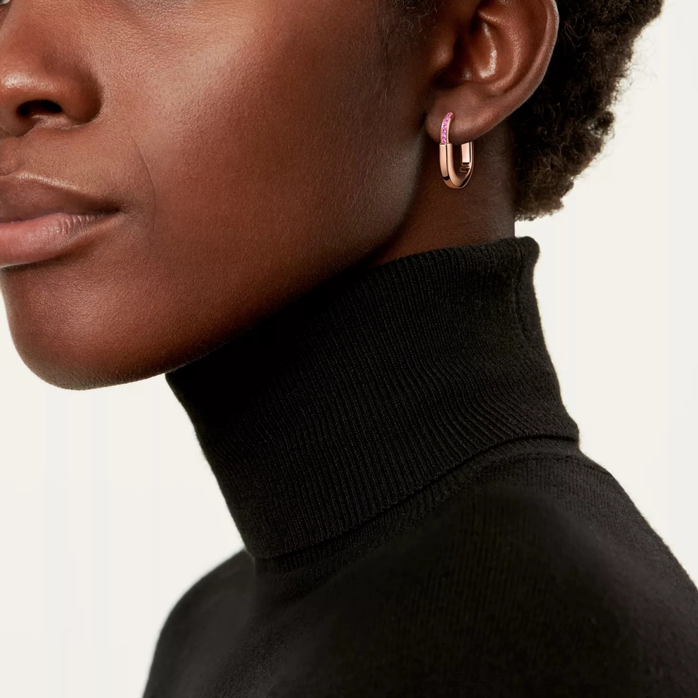 Серьги из розового золота 18k с розовыми сапфирами, Tiffany 💠Lock collection