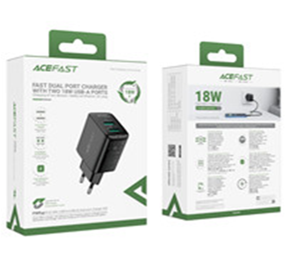 A33 QC18W (USB-A+USB-A) dual port charger (EU)