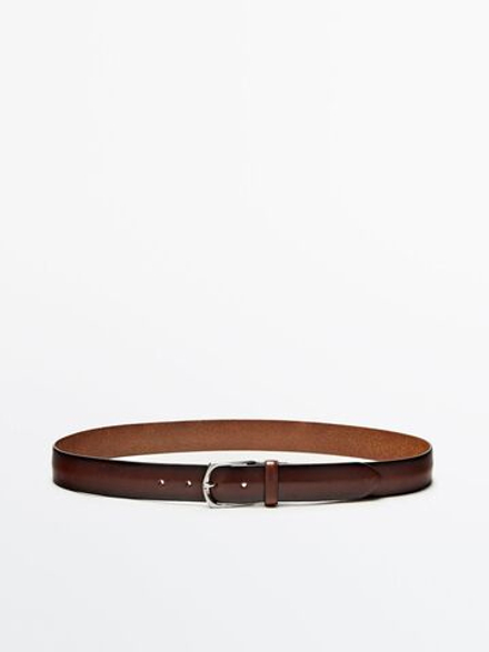 Massimo Dutti Ремень из мягкой кожи наппа, коричневый