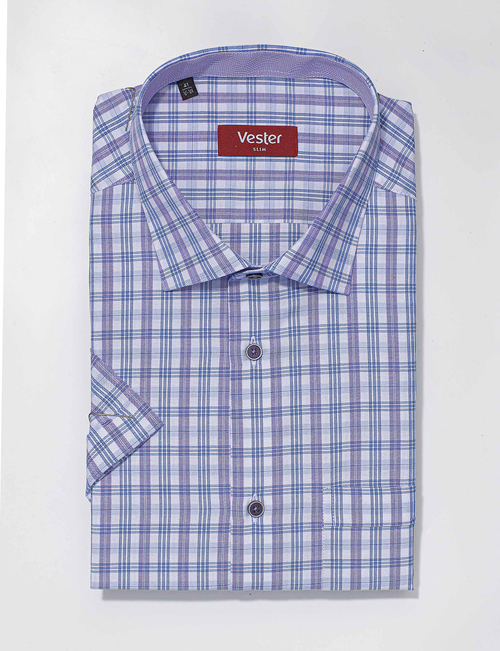 Сорочка мужская VESTER короткий рукав, прямой и приталенный силуэт 72314 50