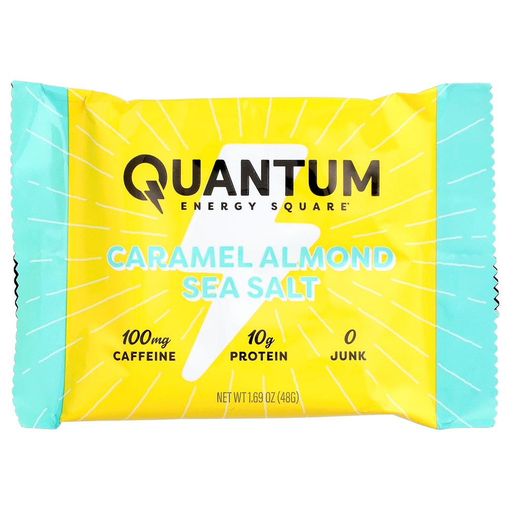 Quantum Energy Square, Морская соль с карамелью и миндалем, 8 энергетических батончиков, 48 г (1,69 унции)