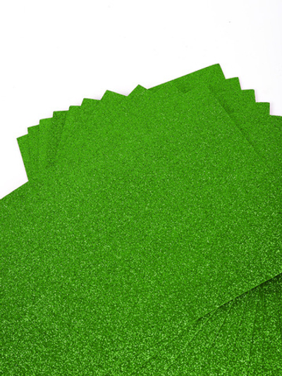 Фоамиран глиттерный, р. 20х30 см, 2 мм, зелёное яблоко