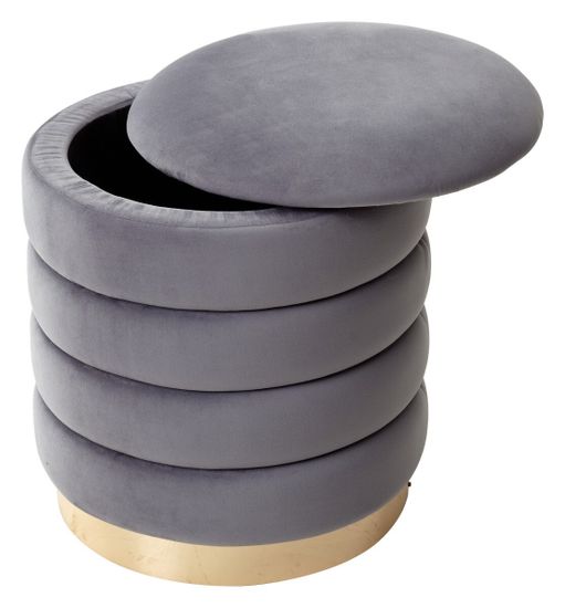 Пуф для гостиной ФРЕД серый #27, велюр / золотой каркас
