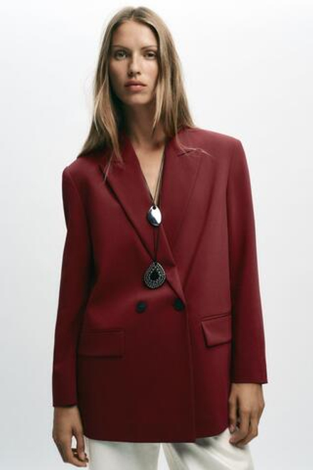ZARA ДВУБОРТНЫЙ БЛЕЙЗЕР ОВЕРСАЙЗ, БУРГУНДИ