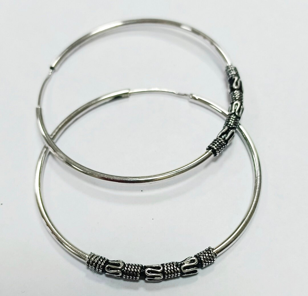 Серьги "Конго" из серебра 925 пробы с родиевым покрытием, диаметр 4,2 см