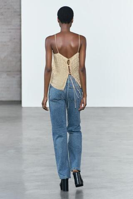 ZARA ТОП С ЗАКЛЕПКАМИ — ZW COLLECTION, ПЕСОЧНЫЙ