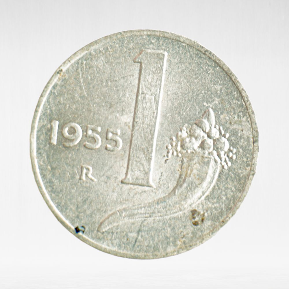 Italy 1 Lira 1955 R "Balance and Cornucopia", XF
